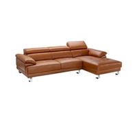 Canapé d'angle droit en cuir premium camel EXCELSIORA