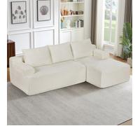 Canapé d'angle droit en L 4 places - Aucun assemblage requis - Canapé Modulable - Velours côtelé - blanc - 238x152x66cm
