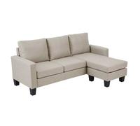 Oviala Canapé d'angle Droit en Tissu 3 Places écru L 192 cm