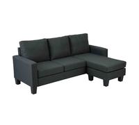 Canapé d'angle droit en tissu 3 places noir L 192 cm - Oviala