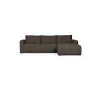 Canapé d'angle droit en tissu anthracite, 3 places, relax, housses zippées, livré en 2 parties - VT wonen, Bar - 280x170x87 cm