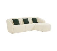Canapé d'angle droit en tissu beige texturé NETOMIA