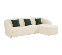 Canapé d'angle droit en tissu beige texturé NETOMIA