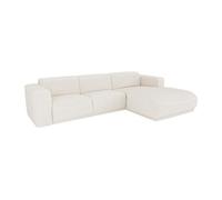 Canapé d'angle droit en tissu bouclette blanc ivoire BLIMORO