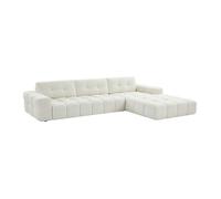 Canapé d'angle droit en tissu bouclette blanc SOPELANA
