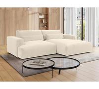 Canapé d'angle droit en tissu chenille beige COLYSIA