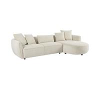 Canapé d'angle droit en tissu chenille beige DOKALO de Maison Céphy