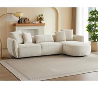 Canapé d'angle droit en tissu chenille beige DOKALO de Maison Céphy