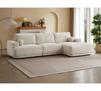 Vente-unique-Canapé d'angle Droit en Tissu Chenille Beige EMABI de Maison Céphy