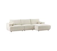 Canapé d'angle droit en tissu chenille beige EMABI de Maison Céphy