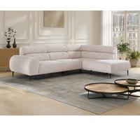Canapé d'angle droit en tissu chenille beige MALIADA