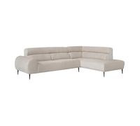 Canapé d'angle droit en tissu chenille beige MALIADA