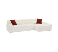 Canapé d'angle droit en tissu chenille beige OVILIO