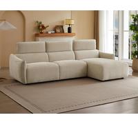 Canapé d'angle droit en tissu chenille beige TAZIZA