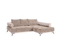 Canapé d'angle droit en tissu chenille et velours taupe NIVORIA