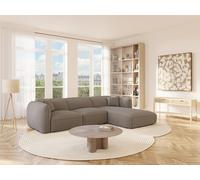 Canapé d'angle droit en tissu chenille taupe CAMILIO de Maison Céphy