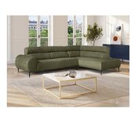 Canapé d'angle droit en tissu chenille vert kaki MALIADA