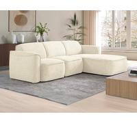 Canapé d'angle droit en tissu chiné beige DIOMARO