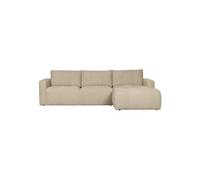 Canapé d'angle droit en tissu polyester beige, 3 places, coussins de dossier amovibles, housses lavables 30° - VT wonen, Bar - 280x170x87 cm