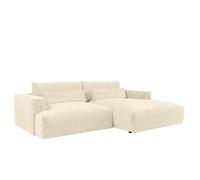 Canapé d'angle droit en tissu texturé beige COLYSA