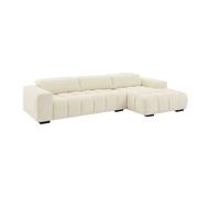 Canapé d'angle droit en tissu texturé beige LOPONZA