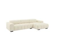 Canapé d'angle droit en tissu texturé beige LOPONZA