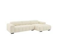 Canapé d'angle droit en tissu texturé beige LOPONZA