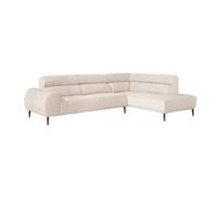Canapé d'angle droit en tissu texturé beige MALIADA
