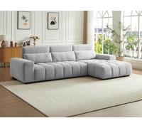 Canapé d'angle droit en tissu texturé gris LOPONZA