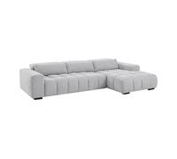Canapé d'angle droit en tissu texturé gris LOPONZA