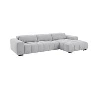 Canapé d'angle droit en tissu texturé gris LOPONZA
