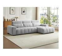 Canapé d'angle droit en tissu texturé gris LOPONZA