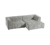 Canapé d'angle droit en tissu texturé gris NOSAVO