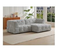 Canapé d'angle droit en tissu texturé gris NOSAVO