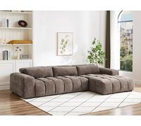 Canapé d'angle droit en tissu texturé taupe LOPONZA