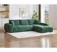 Canapé d'angle droit en tissu texturé vert BERENIA