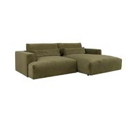 Canapé d'angle droit en tissu texturé vert kaki COLYSA