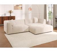 Canapé d'angle droit en velours côtelé beige NAEMIA de Maison Céphy Beige