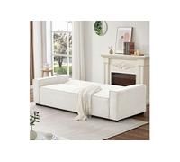 Menzzo Canapé Convertible clic-clac 3 Places Pikado - Tissu Effet Lin crème - Couchage d’appoint - Design Moderne Confortable