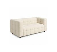 IDMarket - Canapé Droit 2 Places capitonné AMANCE en Tissu Bouclette Beige