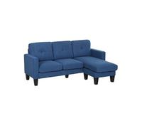 HomCom Canapé d'angle Grace 3 places réversible dossier capitonné tissu bleu