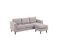 Canape dangle droit fixe grace 3 places en velours cotele grisclair