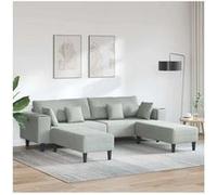 vidaXL Canapé 3 pièces Moderne Gris clair Velours – Cadre en contreplaqué, Coussins mousse