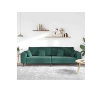 vidaXL Canapé avec Coussin Vert foncé 250 x 77 x 76 cm Velours, Canapé Moderne Cadre en contreplaqué, Coussins en Mousse, Assise stylée pour Un Salon Chic