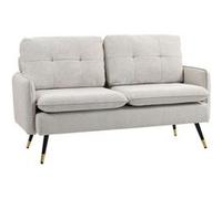 Canape dangle droit fixe homcom art deco 2 places en lin blanc
