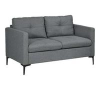 Canapé 2 places - HOMCOM - style contemporain - 4 coussins - piètement acier noir tissu aspect lin - 133 x 73 x 82 cm - gris foncé