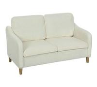 Canape dangle droit fixe homcom grace 2 places en tissu bouclette naturel blanc