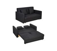 Canapé convertible 2 places - HOMCOM - 2 coussins inclus et coffre de rangement intégré - tissu en coton - 152x101x81cm - gris foncé