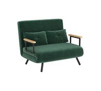 HOMCOM Canapé Convertible 2 Places 4 en 1, canapé-lit avec Dossier réglable sur 5 Niveaux, 2 Coussins et siège rembourré, Tissu Effet Velours, pour Salon, Chambre d'amis, Petit Espace, Vert