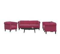 Canape dangle droit fixe maximum grace 3 places en velours bordeau rouge G